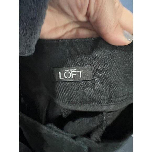 LOFT Black Wide-Leg Linen Pants Sz 8 Julie Trouser lagrnlook beachy boho - Picture 8 of 11